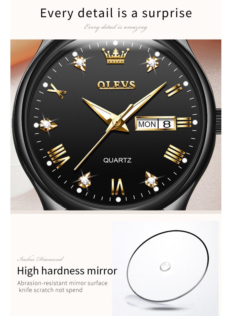 OLEVS Women's Quartz Watch Luxury Stainless Steel Luminous Date Waterproof Fashion Ladies Wrist Watch - Image 3