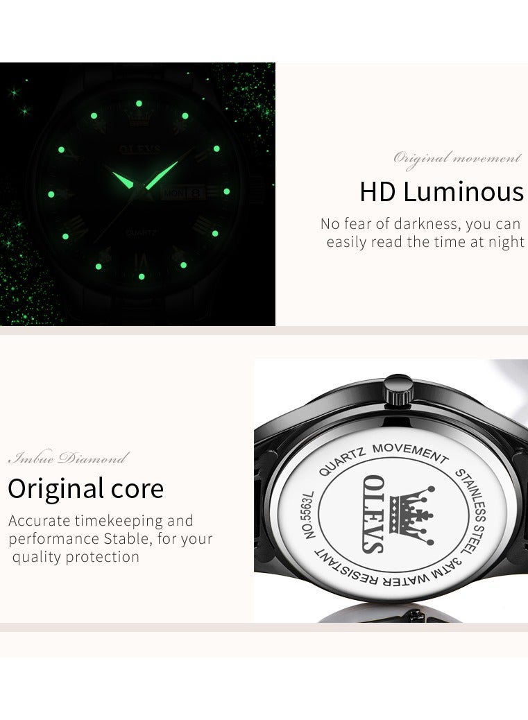 OLEVS Women's Quartz Watch Luxury Stainless Steel Luminous Date Waterproof Fashion Ladies Wrist Watch - Image 5