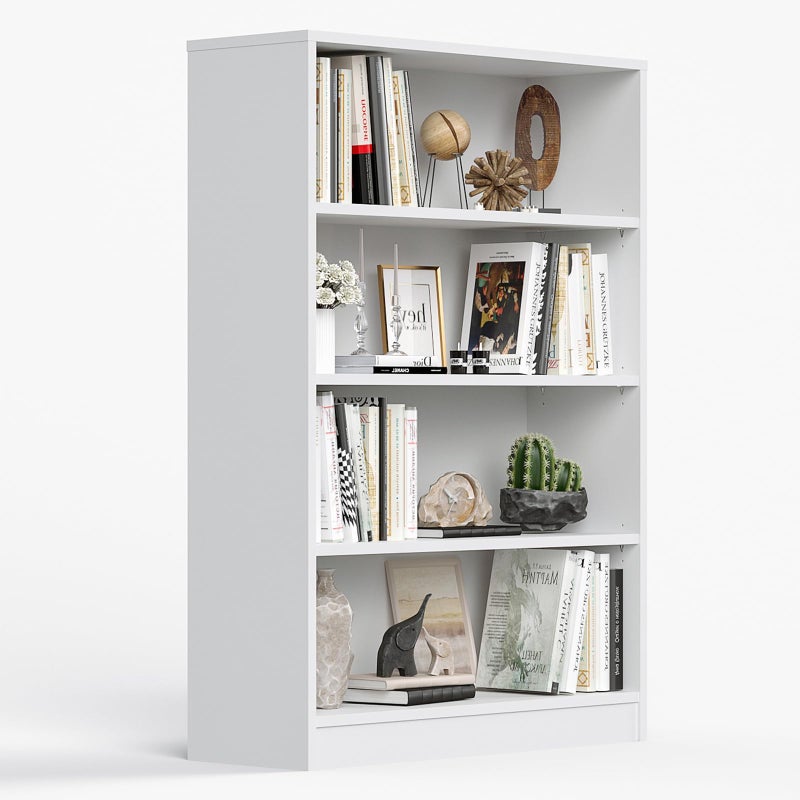 Farini 4 Shelf boockase Display Bookcase Freestanding Wooden Bookshelves for Home Office Living Room48 Inch HeightWhite