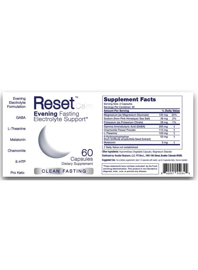 general Calm, Night Electrolyte Formula, Magnesium Glycinate, Pink Hymalayan Salt, Potassium, Melatonin, 5-HTP, GABA, L-Theanine, Chamomile - Image 3