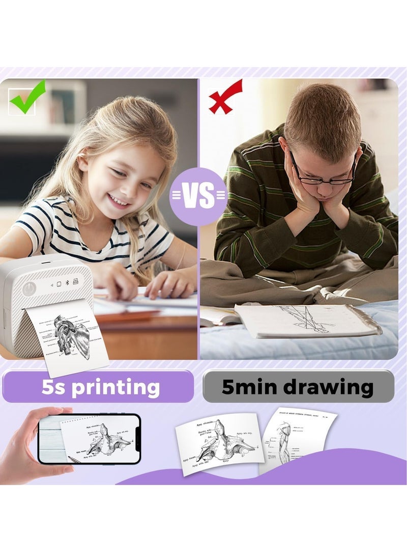 طابعة حرارية محمولة صغيرة بلوتوث، للطباعة اللاسلكية للصور والملصقات للتعليم والاستخدام المكتبي - Image 3