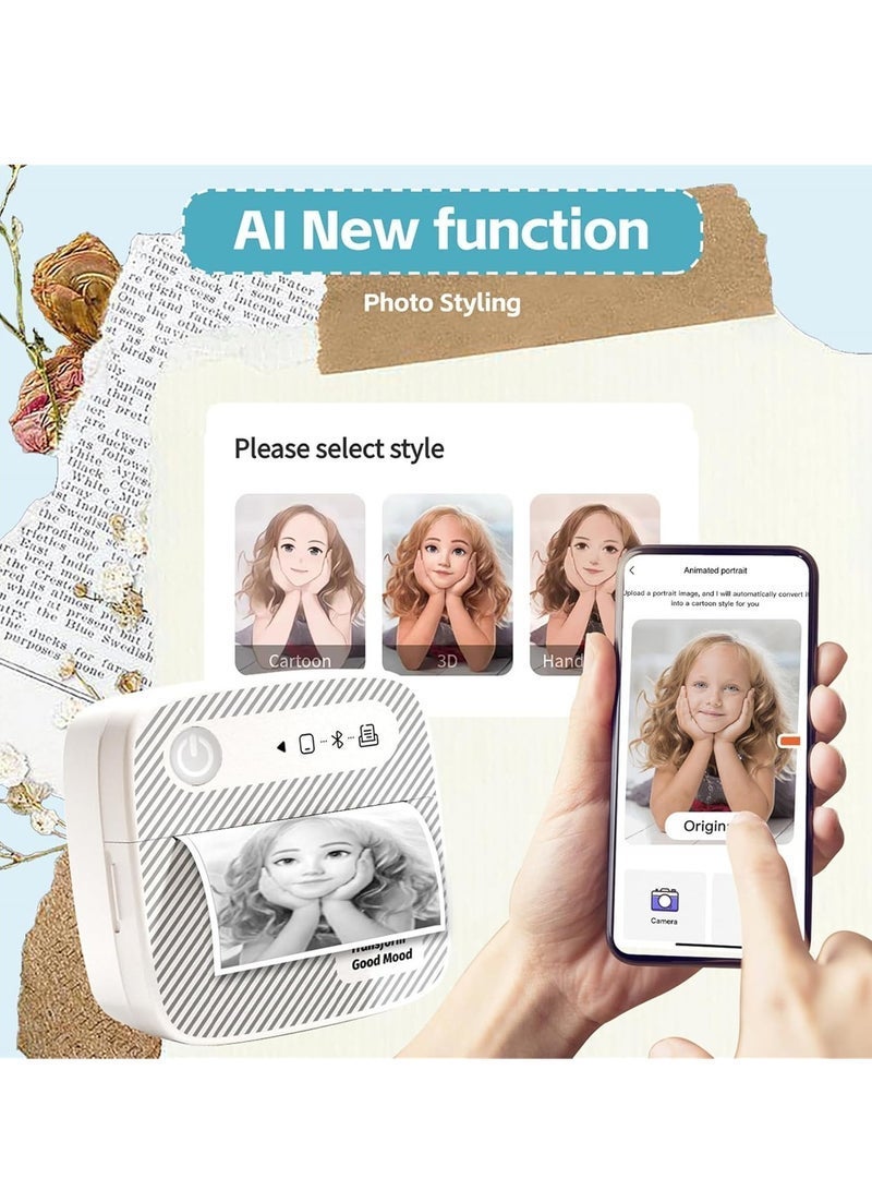 طابعة حرارية محمولة صغيرة بلوتوث، للطباعة اللاسلكية للصور والملصقات للتعليم والاستخدام المكتبي - Image 4