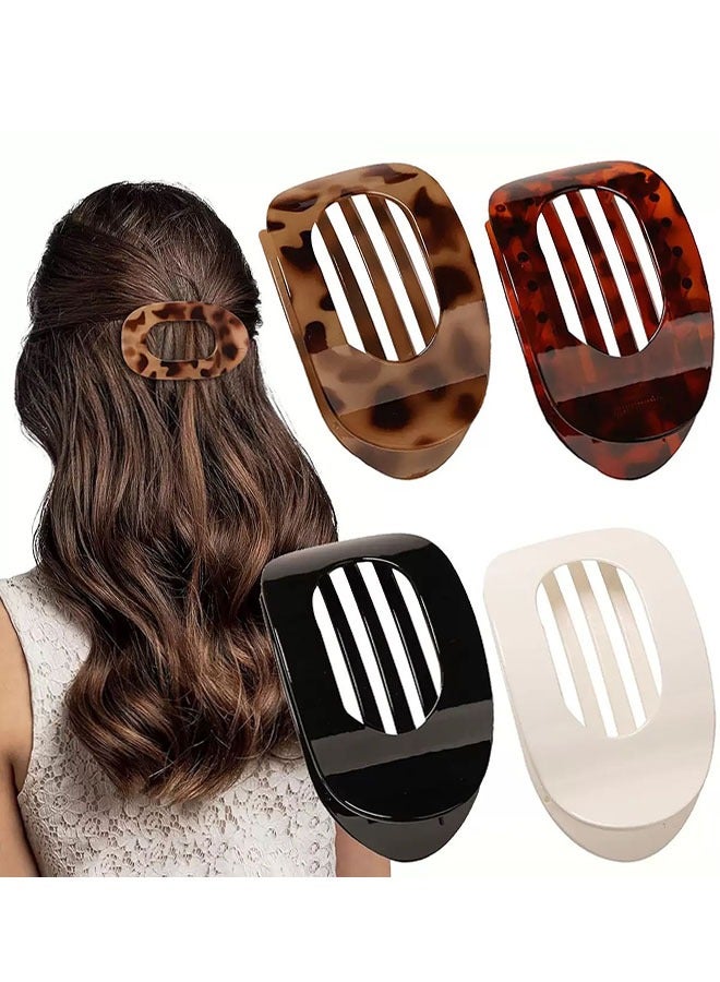 Generic Flat Claw Clips, 4 Pack Curved Non-Slip Hair Clips for Sleeping & Driving, Strong Hold French Hair Clips for Thin/Thick Hair  - Image 1