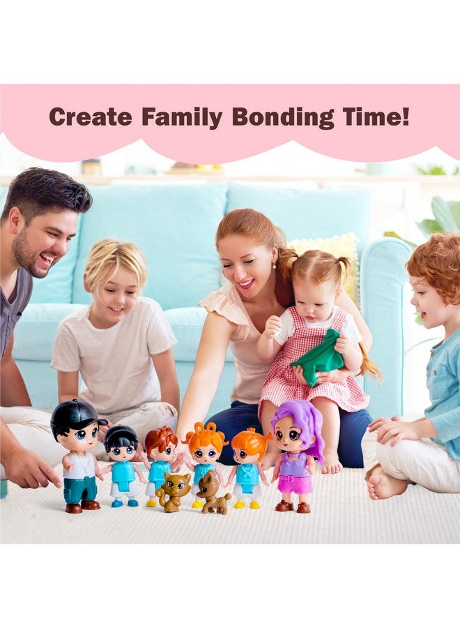 Funerica Dollhouse People, 8 Family Figures and Pets Playset - Bendable Little People Figures - Perfect for Imaginative Fun and Dollhouse Play - Play Doll House Accessories - Image 5