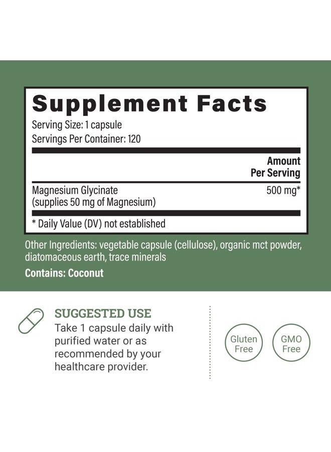 American Standard Supplements غليسينات المغنيسيوم النقي 500 ملغ - مكمل المغنيسيوم المخلب، كبسولات عالية الامتصاص للنوم، غليسينات المغنيسيوم مع مسحوق MCT العضوي (120 كبسولة) - Image 2
