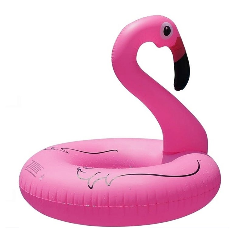 Rose Red Inflatable Flamingo Pool Float: Solar-powered, 45.6in*37.8in, 6 RGB Lighting Modes - Durable Waterproof PVC, Captivating Night Display, Adult Water Ride for Pool Parties Evening Swims - Image 1