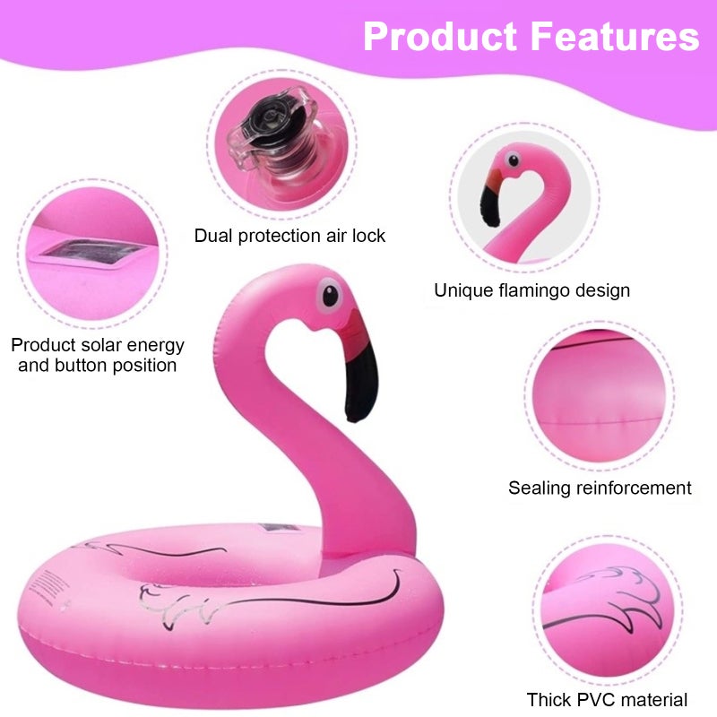 Rose Red Inflatable Flamingo Pool Float: Solar-powered, 45.6in*37.8in, 6 RGB Lighting Modes - Durable Waterproof PVC, Captivating Night Display, Adult Water Ride for Pool Parties Evening Swims - Image 4