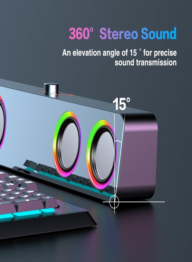 Elimavi Computer Speakers for Desktop PC, 2.0-Channel Speakers with Static RGB Lighting and Volume Control, Featuring a 3.5mm Input and USB Powered Plug and Play, Compatible with Monitors, laptops - Image 5