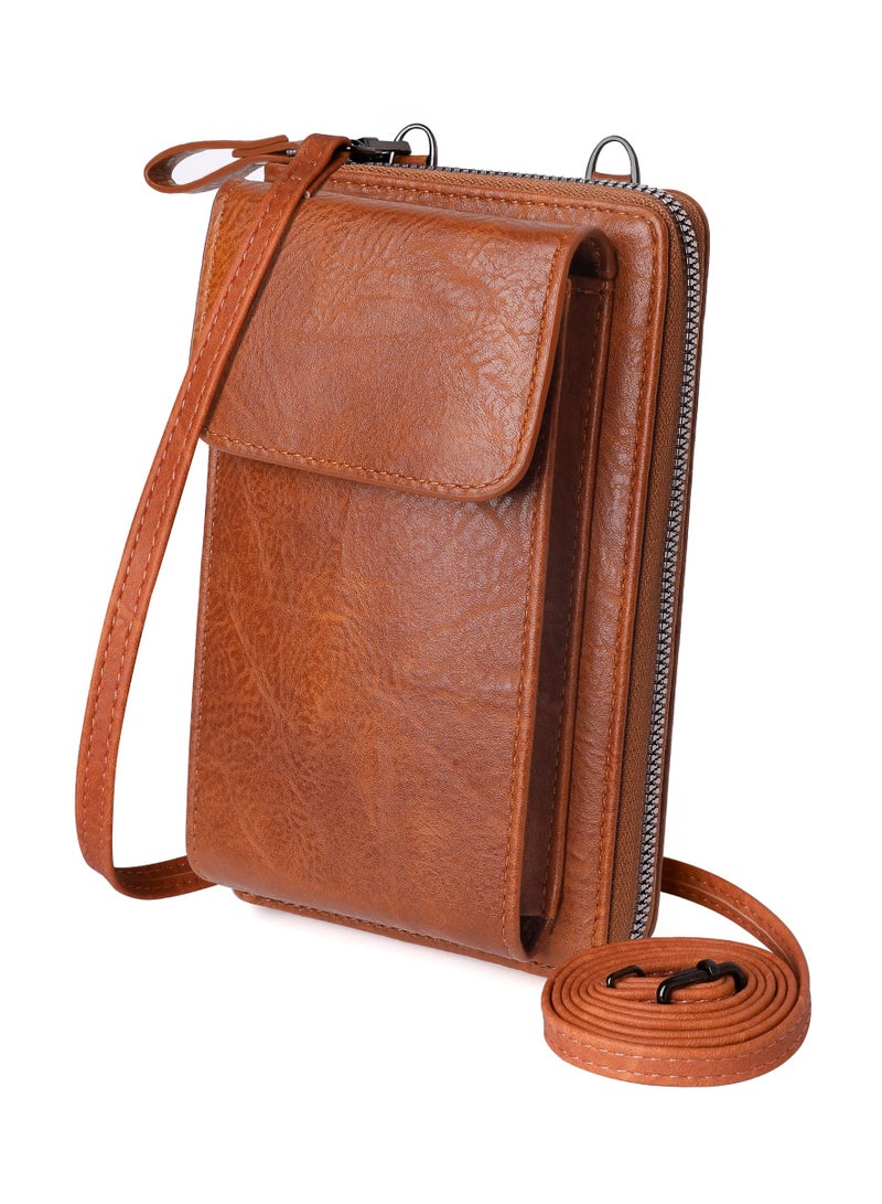 Small PU Leather Crossbody Bag Cell Phone Purse Wallet Wristlet Card Clutch with Card Slot - Image 1