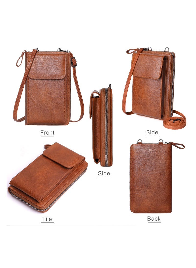 Small PU Leather Crossbody Bag Cell Phone Purse Wallet Wristlet Card Clutch with Card Slot - Image 2
