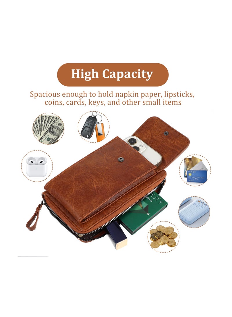 Small PU Leather Crossbody Bag Cell Phone Purse Wallet Wristlet Card Clutch with Card Slot - Image 5