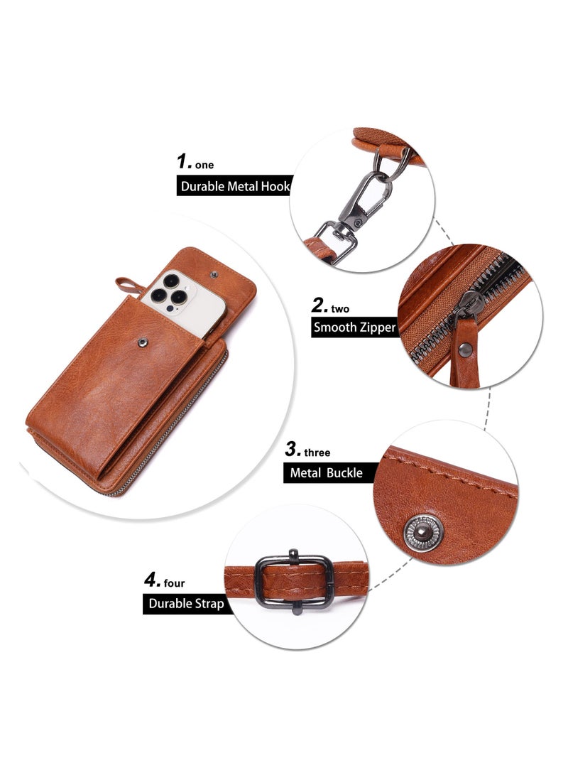Small PU Leather Crossbody Bag Cell Phone Purse Wallet Wristlet Card Clutch with Card Slot - Image 3