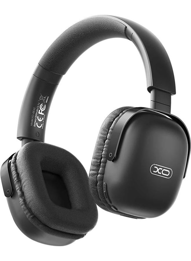 سماعات رأس XO BE42 بروفولد لاسلكية قابلة للطي فوق الأذن – بطارية تدوم 30 ساعة – أسود