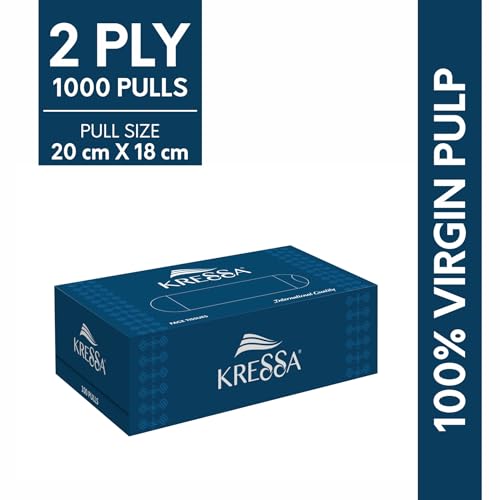 Kressa 2 Ply Facial Tissue, Compact face Tissue Box, 100 Pulls Per Box, 100% Natural Virgin Paper, Ultra Soft, (Pack Of 10) - Image 2