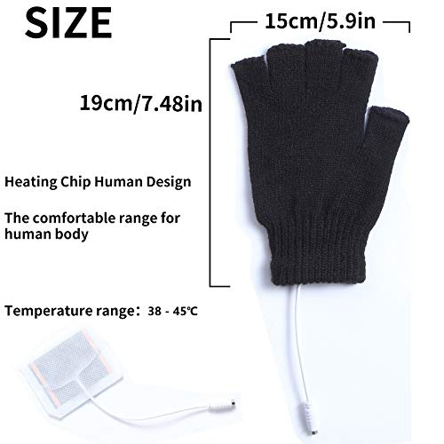 Fpxnb 2 Pairs USB Heated Gloves for Men and Women, USB 2.0 Powered Stripes Heating Pattern Knitting Wool Design Winter Gift - Image 2