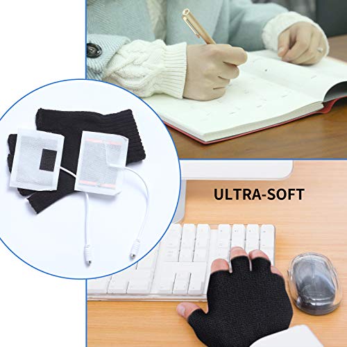 Fpxnb 2 Pairs USB Heated Gloves for Men and Women, USB 2.0 Powered Stripes Heating Pattern Knitting Wool Design Winter Gift - Image 4