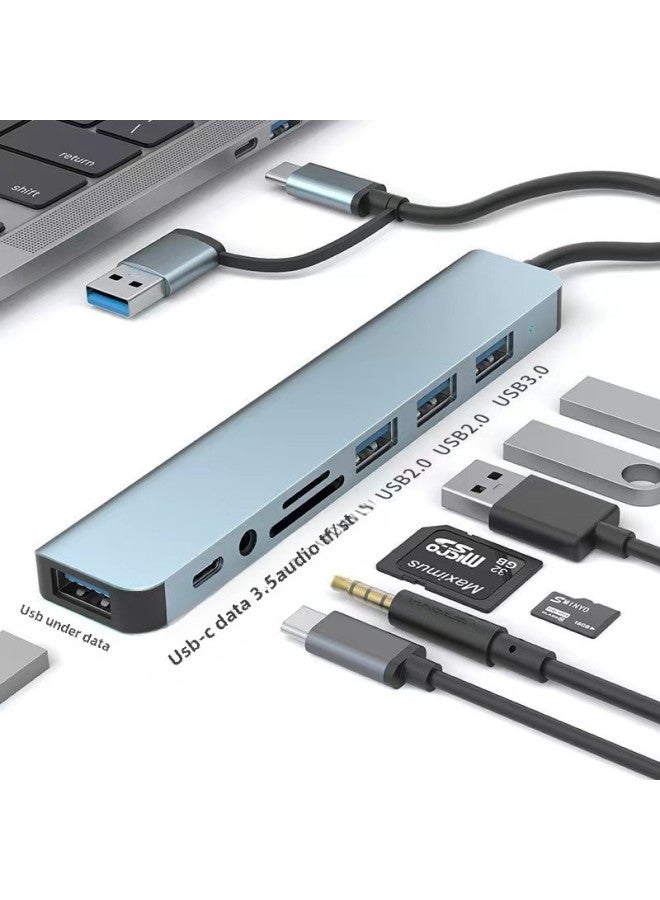 Eight-in-one Expansion Dock RJ45 Multifunctional Office Notebook 8in1SD TF Card Read Hub Data Transmission-Number Of Interfaces:8-in-1 Double Head  - Image 1