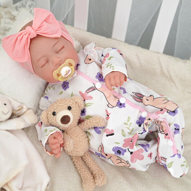 BABESIDE 18-Inch Reborn Baby Doll Girl â€“ Realistic Lifelike Bebe Reborn de Silicona with Bunny Outfit, Magnetic Pacifier, Bottle, Diaper & Birth Certificate, Real Life Baby Dolls Gift for Kids - Image 1