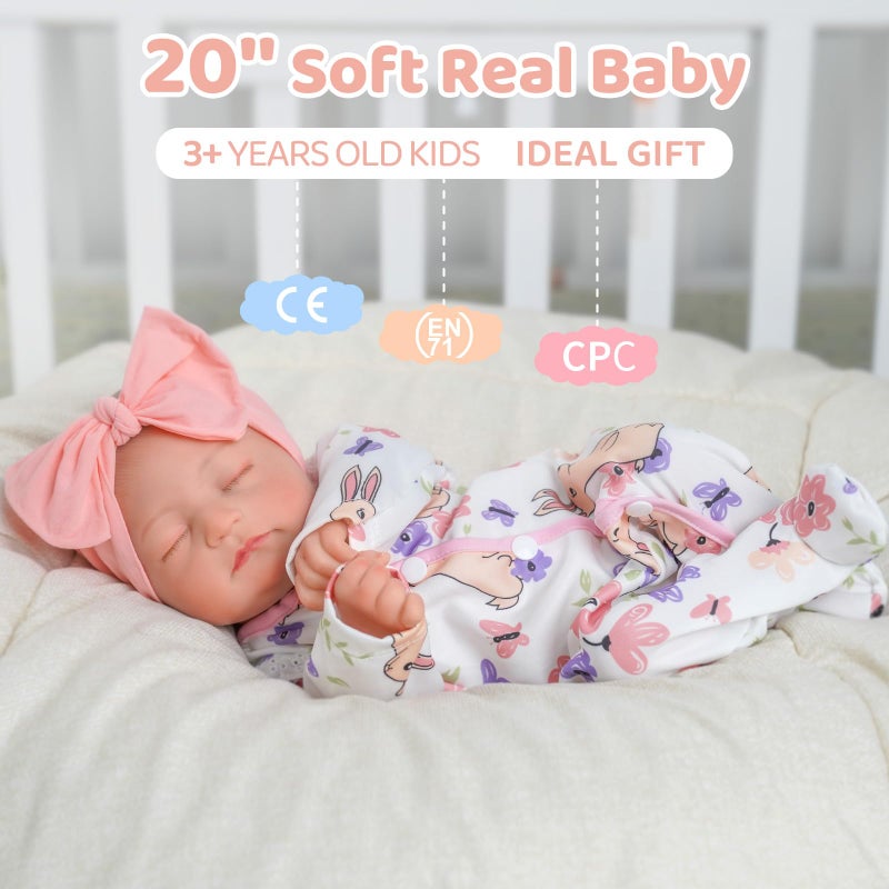 BABESIDE 18-Inch Reborn Baby Doll Girl â€“ Realistic Lifelike Bebe Reborn de Silicona with Bunny Outfit, Magnetic Pacifier, Bottle, Diaper & Birth Certificate, Real Life Baby Dolls Gift for Kids - Image 3