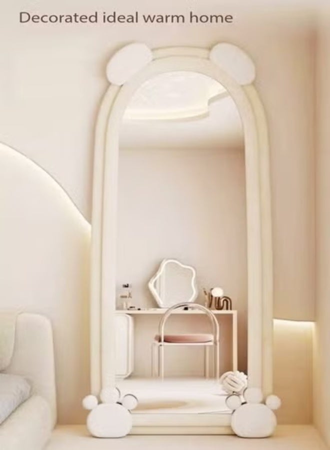 Raffine Modern Rabbit Design Full Length Mirror Standing Hanging or Leaning Against Wall Large Bedroom Floor Mirror Dressing Mirror Wall-Mounted Mirror Wood Frame Wavy Mirror Round Corner 60x160 cm - Image 3