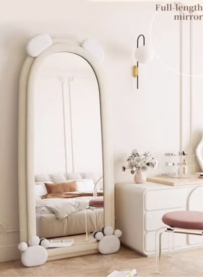 Raffine Modern Rabbit Design Full Length Mirror Standing Hanging or Leaning Against Wall Large Bedroom Floor Mirror Dressing Mirror Wall-Mounted Mirror Wood Frame Wavy Mirror Round Corner 60x160 cm - Image 1