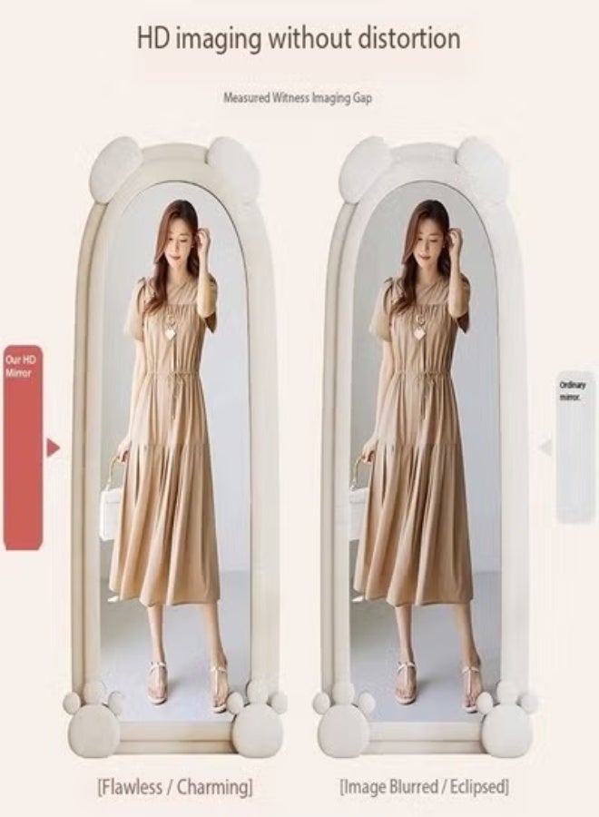 Raffine Modern Rabbit Design Full Length Mirror Standing Hanging or Leaning Against Wall Large Bedroom Floor Mirror Dressing Mirror Wall-Mounted Mirror Wood Frame Wavy Mirror Round Corner 60x160 cm - Image 4