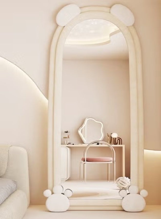Raffine Modern Rabbit Design Full Length Mirror Standing Hanging or Leaning Against Wall Large Bedroom Floor Mirror Dressing Mirror Wall-Mounted Mirror Wood Frame Wavy Mirror Round Corner 60x160 cm - Image 5