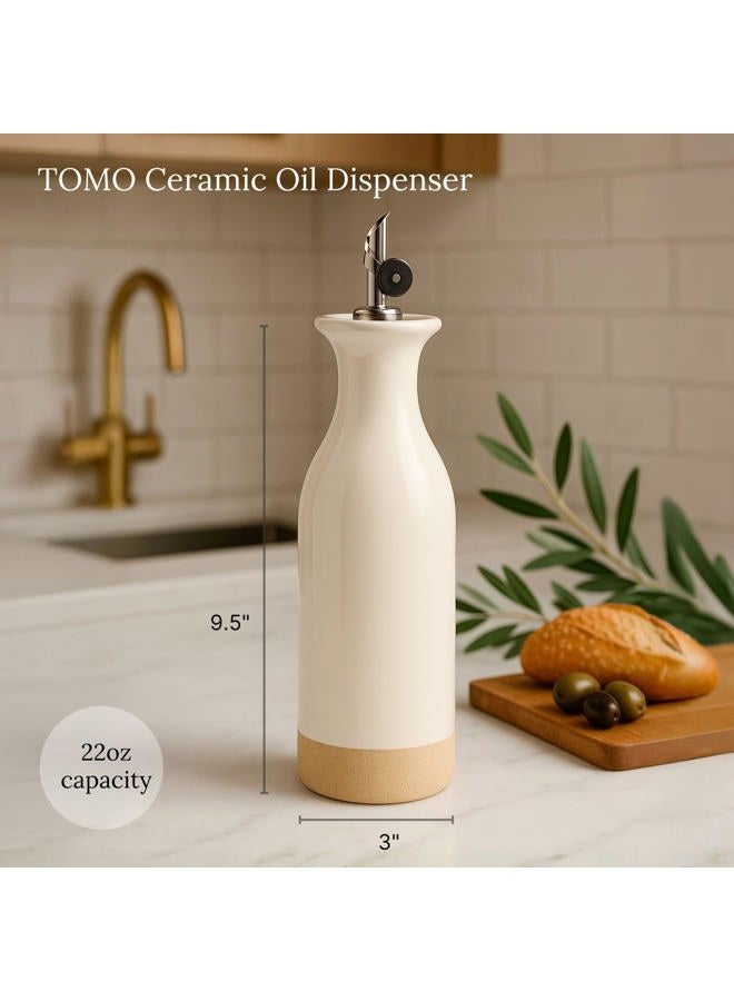 TOMO Ceramic Olive Oil Dispenser Bottle 22oz, Wide Mouth Easy Fill Design, Spill-Free Spout, Large Capacity - Image 2