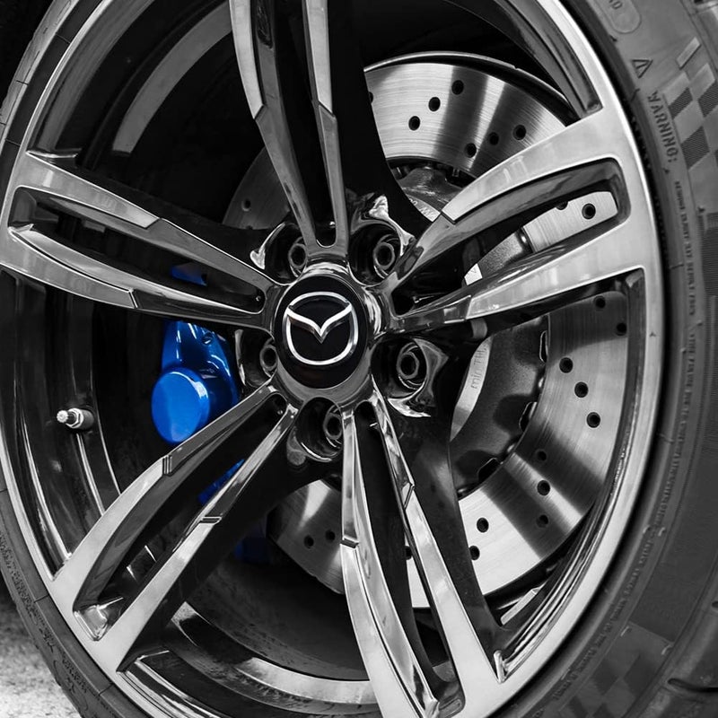 Thcbme 4 قطع ملصقات أغطية مركز العجلات لسيارات مازدا CX-5 CX-7 CX-8 M6 MX5 RX7 RX8 A8 CX9 X MX، ملصقات أغطية مركز العجلات من الألومنيوم الأسود، 56 ملم/2.2 بوصة أسود - Image 4