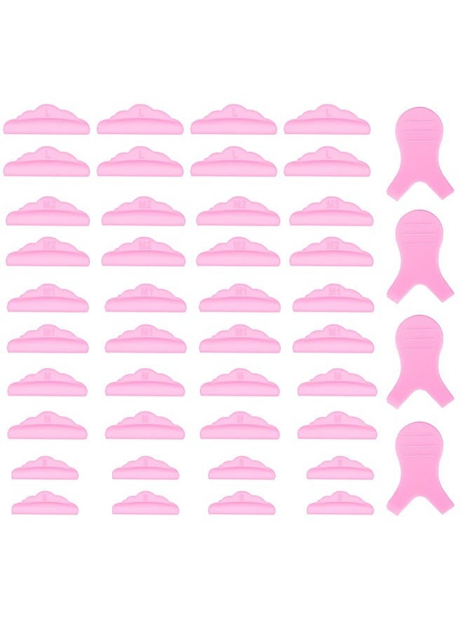 JASSINS 44 Piece Lash Lift Rods,Silicone Eyelash Perming Curler Makeup Tools,5 Sizes S/M/M1/M2/L,Reusable Lash Lifting Pads (Pink) - Image 1