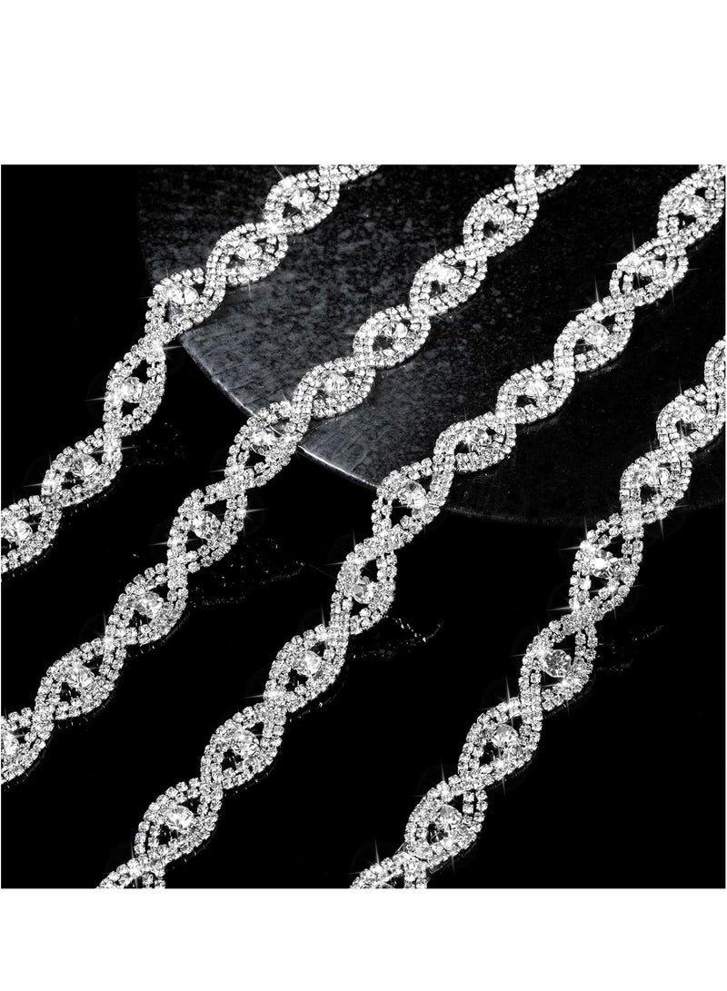 Crystal Rhinestone Close Chain Trim 3 Yards DIY Crystal Rhinestone Chain for Sewing Craft DIY Wedding Jewelry Decoration (White Rhinestone with Silver Base) - Image 1