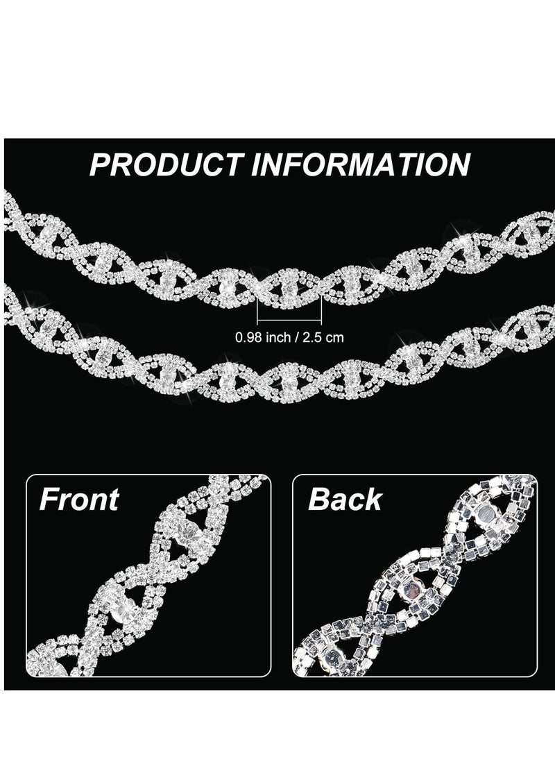 Crystal Rhinestone Close Chain Trim 3 Yards DIY Crystal Rhinestone Chain for Sewing Craft DIY Wedding Jewelry Decoration (White Rhinestone with Silver Base) - Image 4