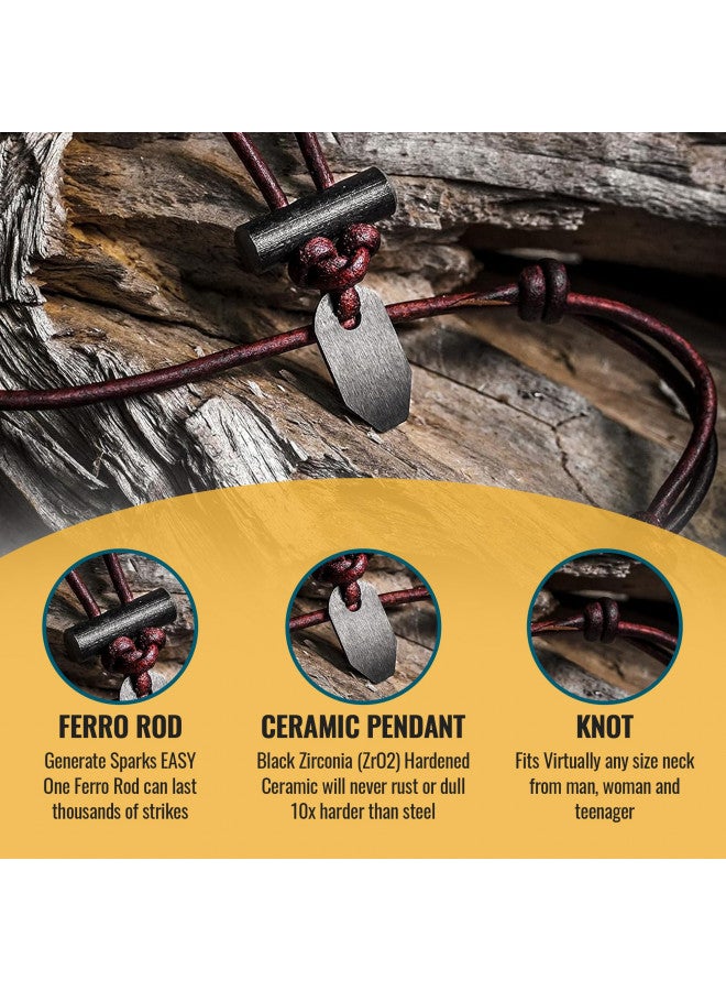 Wazoo The Bushcraft: The Original Fire Starter Necklace - USA Handcrafted Survival Necklace for Men, Weatherproof Bushcraft Necklace, Adjustable Leather Knot Design - Image 3