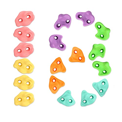 TOPNEW 18PCS Climbing Holds for Kids, Rock Wall Climbing Kit with Hardware for Indoor and Outdoor Climbing Wall, Soft Color - Image 1