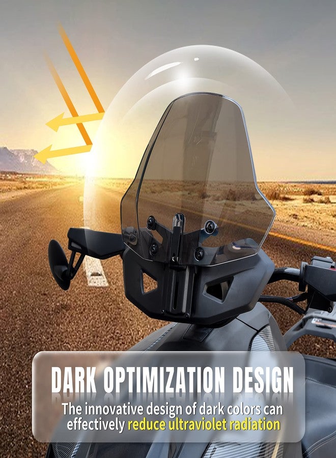 KATIMOTO Adjustable Front Dark Tinted Windshield for Can Am Ryker, Tinted Clear Hard Coated Dustproof Durable Front Wind Shield for Can-Am Ryker All Models Accessories (Replace #219401032) - Image 4