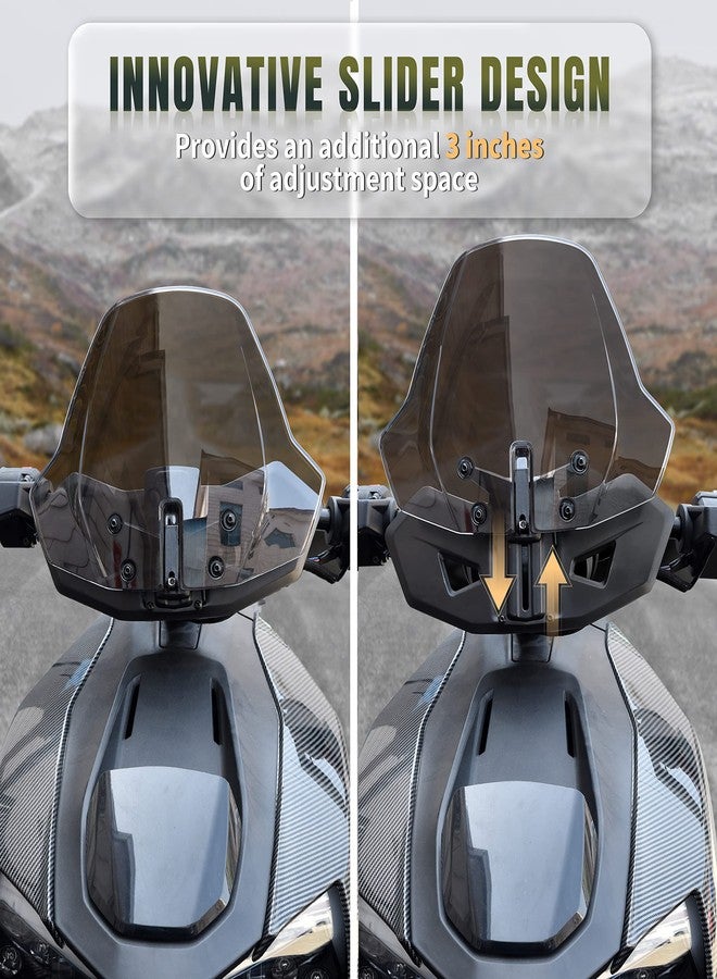 KATIMOTO Adjustable Front Dark Tinted Windshield for Can Am Ryker, Tinted Clear Hard Coated Dustproof Durable Front Wind Shield for Can-Am Ryker All Models Accessories (Replace #219401032) - Image 3
