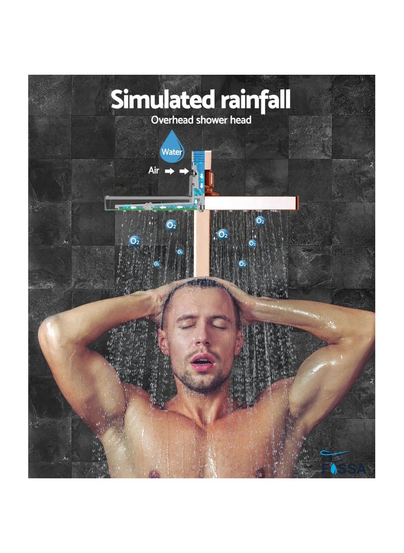 FOSSA FOSSA 8'' Rain Shower Head Taps Square High Pressure Wall Arm DIY (ROSE GOLD)  - Image 4