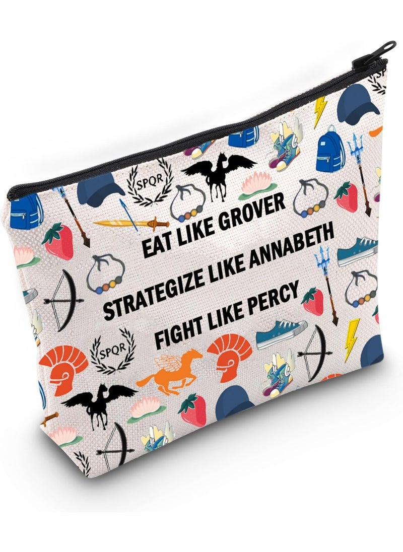 Gzrlyf - Percy Movie Makeup Bag Book Lover Camp Half-Blood Movie Fans Gift Jakson Cosmetic Bag (EAT LIKE GROVER) - Image 1