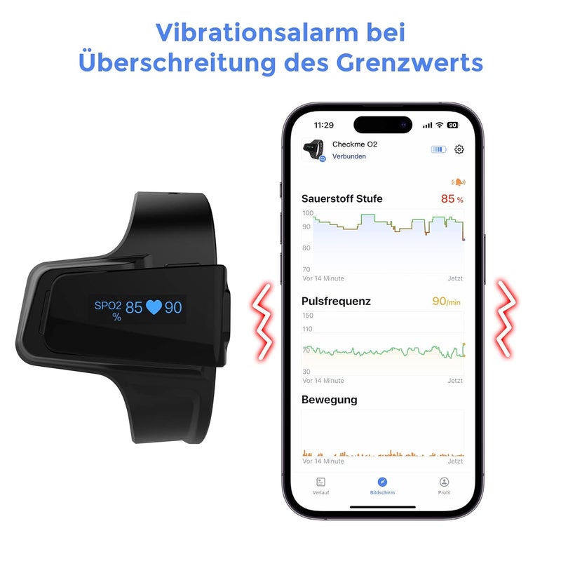 ViATOM Bluetooth Pulse Oximeter with Alarm,Wrist Blood Oxygen Saturation Monitor, Wearable Sleep Monitor for Heart Rate with APP and Shareable Report - Image 3