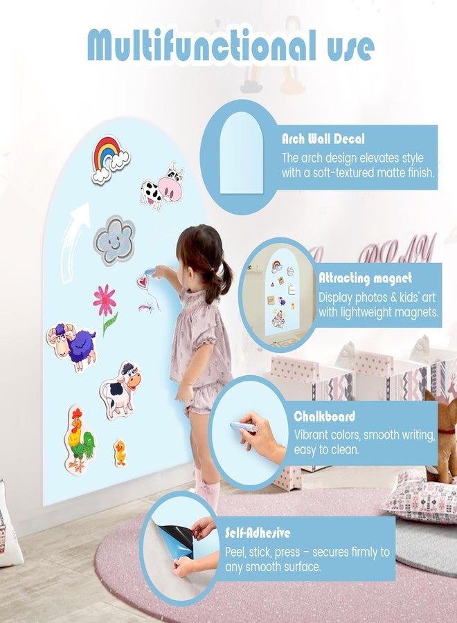 LYZZXI Magnetic Arch Wall Decal: Self-Adhesive Chalkboard for Kids Playroom and Classroom Decor 31" x 39" (Sky Blue) - Image 4