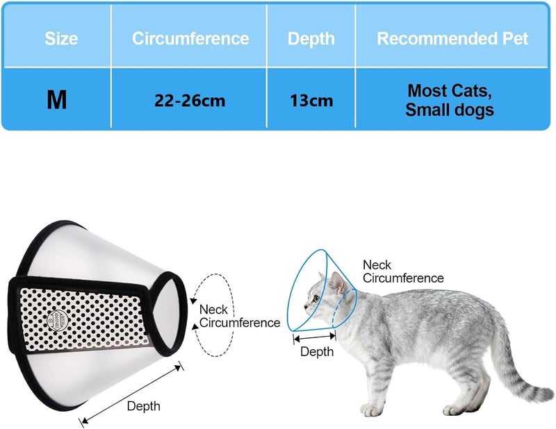 UREVO Adjustable Cat Recovery Cone - Lightweight Elizabeth Collar for Cats, Kittens, and Small Dogs (M 22-26cm) - Image 4