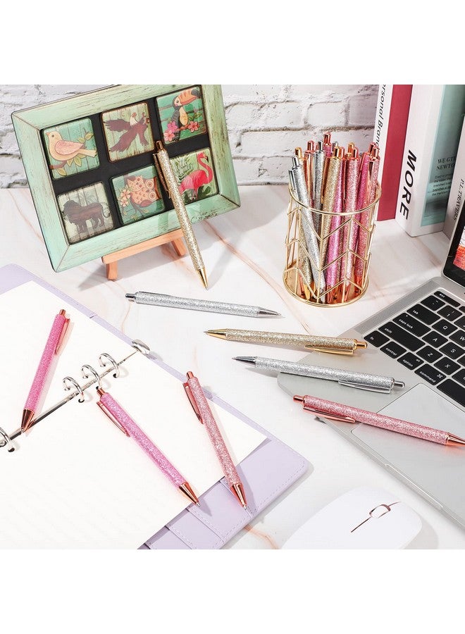 لينوزين 20 قطعة من أقلام الحبر الجاف المعدنية القابلة للسحب، أقلام لطيفة وجميلة، حبر أسود، أقلام كتابة مريحة، أقلام هدايا ذات رأس متوسط للوازم المكتبية (فضية) - Image 4