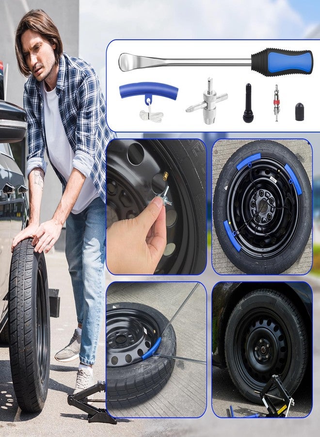 HTOMT 26pcs Tire Spoon Kit - Tire Changing Tool Set for Motorcycle, Dirt Bike, Lawn Tractor & Bicycle. 11.5" Motorcycle Tire Changer & Removal Tool with 3pcs Rim Covers, 6pcs Valve Tool & Valve Coress - Image 2