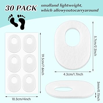 Aster 30 Pack Corn Pads for Bottom of Foot Soft Felt Oval Shape Callus Cushion Adhesive Foot Callus Pads for Men and Women Self Stick Callus Corn Pad to Relief Pain from Calluses Corns Blisters - Image 2