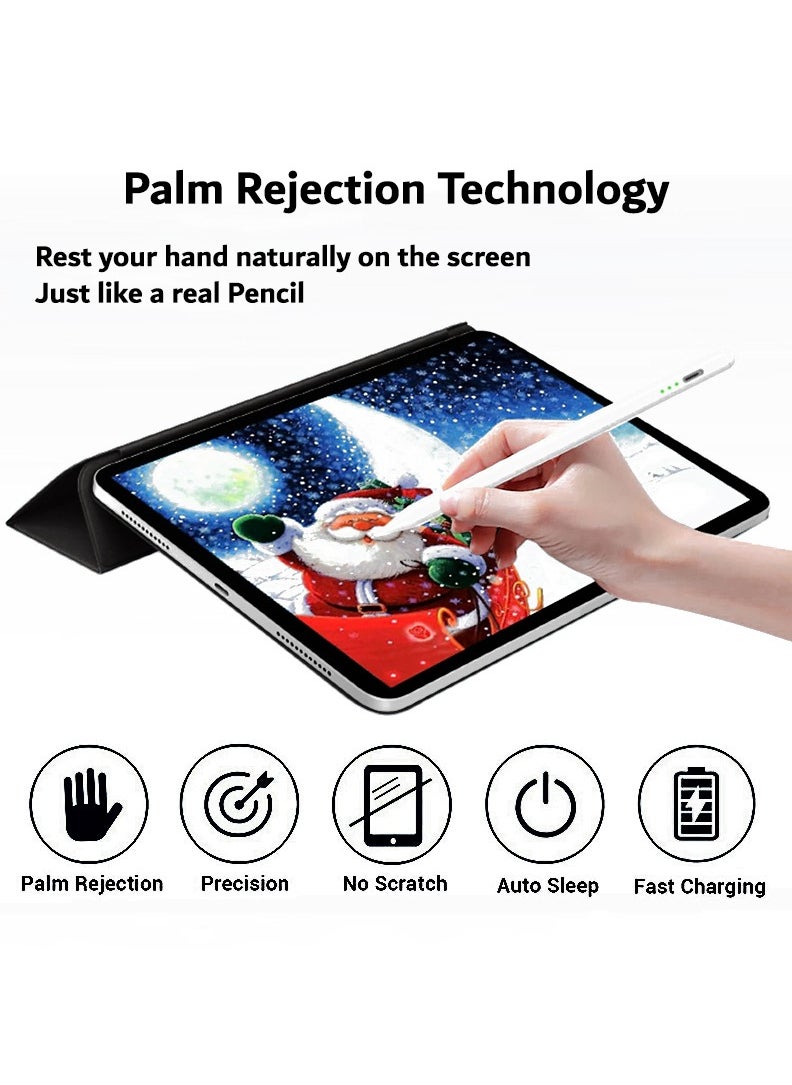 Theodor Stylus Pen for iPad 11th/10th/9th Gen - Active Pencil Compatible with all 2018-2025 Apple iPad Pro 11& 12.9'', iPad Air M3/ M2, iPad 6-11, iPad Mini 7/6 Gen-White  - Image 4