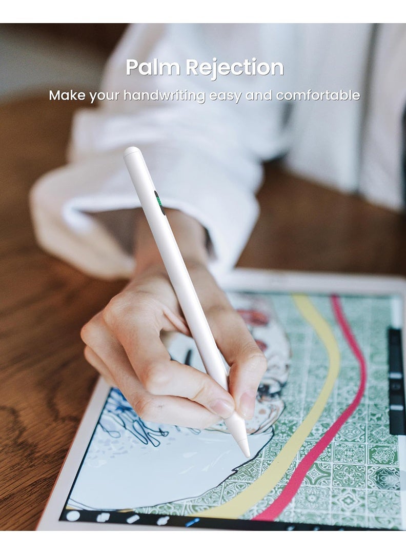 Theodor Stylus Pen for iPad 11th/10th/9th Gen - Active Pencil Compatible with all 2018-2025 Apple iPad Pro 11& 12.9'', iPad Air M3/ M2, iPad 6-11, iPad Mini 7/6 Gen-White - Image 5