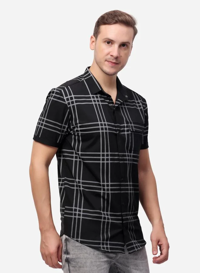 ستايلوكس قميص ستايلوكس قصير الأكمام كاروهات بقصة عادية