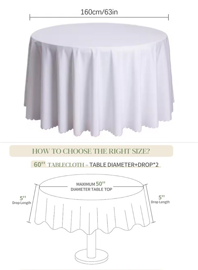 Round Tablecloth With Trim, Stain Resistant Washable Table Cloths, Wrinkle Free Polyester Table Covers for Kitchen Dining Party Wedding Indoor and Outdoor 160CM - Image 5