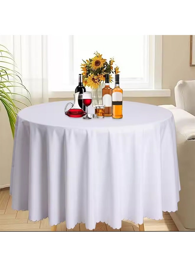 Round Tablecloth With Trim, Stain Resistant Washable Table Cloths, Wrinkle Free Polyester Table Covers for Kitchen Dining Party Wedding Indoor and Outdoor 160CM - Image 1