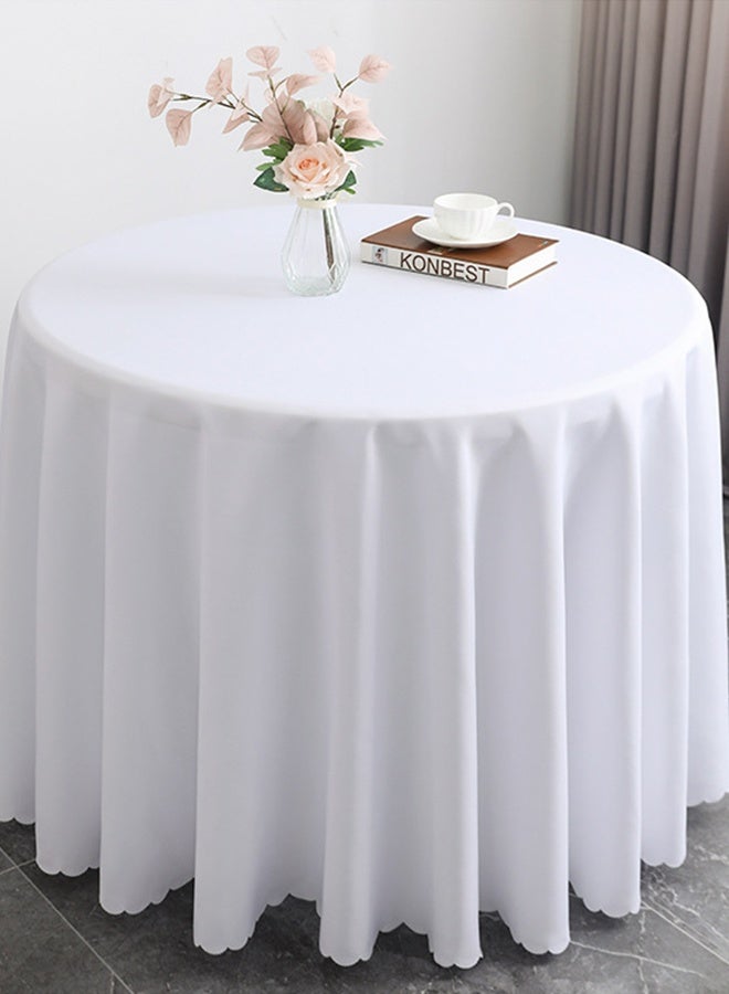 Round Tablecloth With Trim, Stain Resistant Washable Table Cloths, Wrinkle Free Polyester Table Covers for Kitchen Dining Party Wedding Indoor and Outdoor 160CM - Image 2